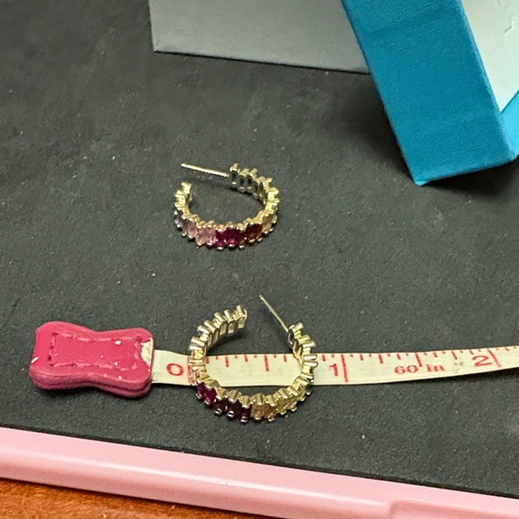 Vibrant Gold Plated Multicolor Hoop Earrings - Picture 10 of 11